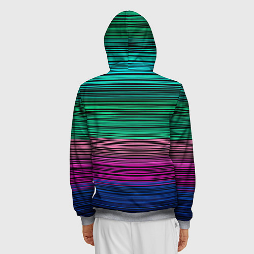 Мужская толстовка на молнии Разноцветные неоновые шелковые нити / 3D-Меланж – фото 4