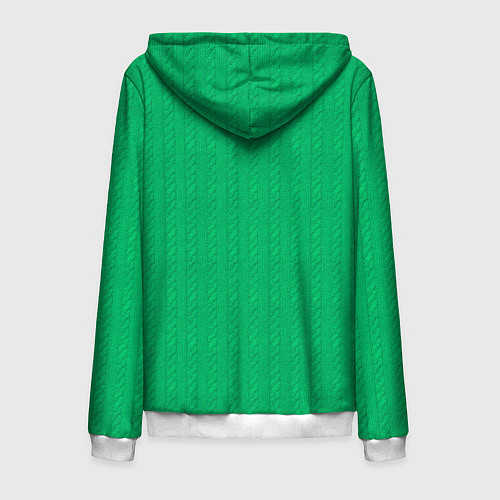 Мужская толстовка на молнии Зеленый вязаный свитер / 3D-Белый – фото 2