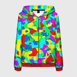 Толстовка 3D на молнии мужская Форма маляра - кляксы, цвет: 3D-красный