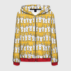 Толстовка 3D на молнии мужская Милое семейство кроликов, цвет: 3D-красный