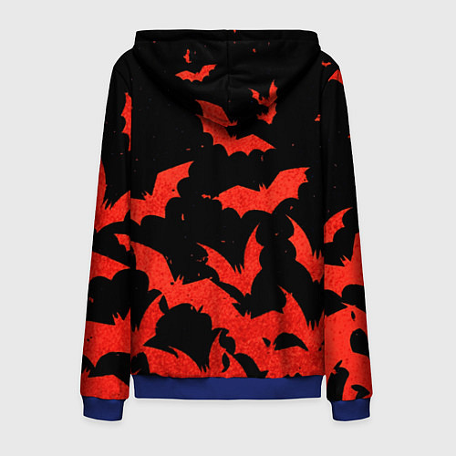 Мужская толстовка на молнии Летучие мыши красные / 3D-Синий – фото 2