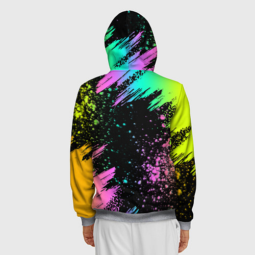 Мужская толстовка на молнии Rainbow Friends - Blue / 3D-Меланж – фото 4