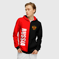 Толстовка 3D на молнии мужская Россия: Черно-красный, цвет: 3D-черный — фото 2