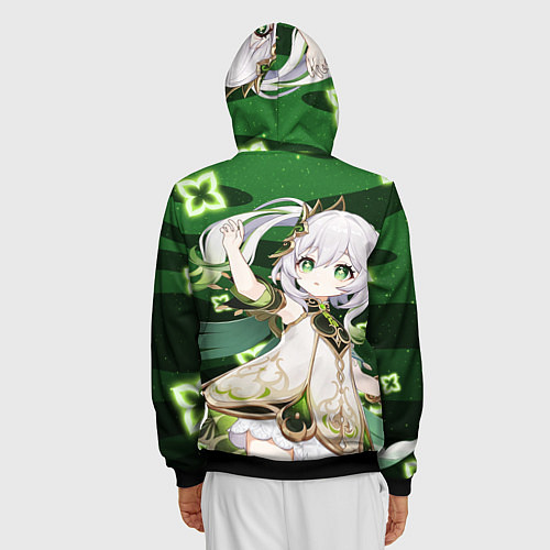 Мужская толстовка на молнии Нахида: Дендро Архонт / 3D-Черный – фото 4