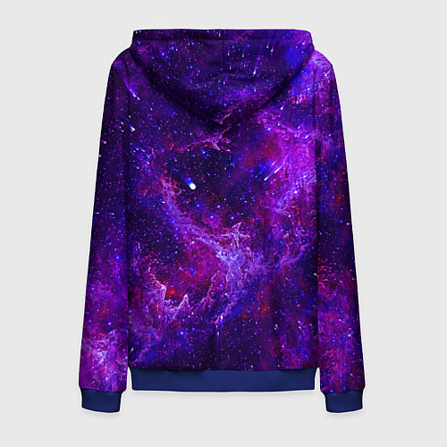 Мужская толстовка на молнии Неоновый космос и звезды / 3D-Синий – фото 2