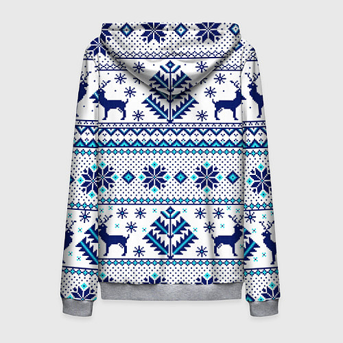 Мужская толстовка на молнии Happy new year, blue deer / 3D-Меланж – фото 2