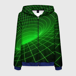 Толстовка 3D на молнии мужская Зелёная неоновая чёрная дыра, цвет: 3D-синий