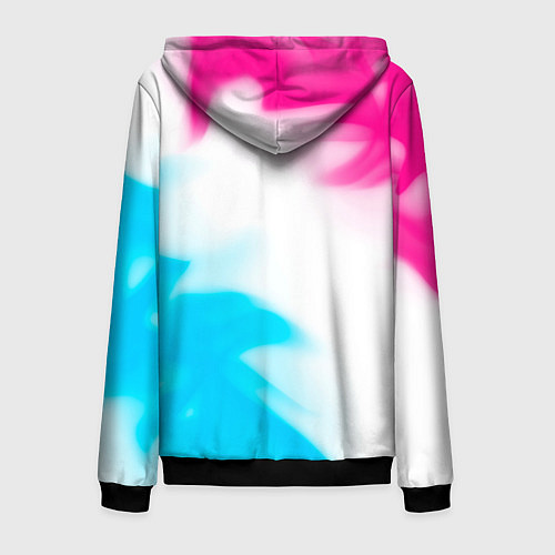 Мужская толстовка на молнии Fallout neon gradient style: надпись, символ / 3D-Черный – фото 2