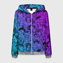 Толстовка 3D на молнии мужская Ахегао красивый неон, цвет: 3D-меланж