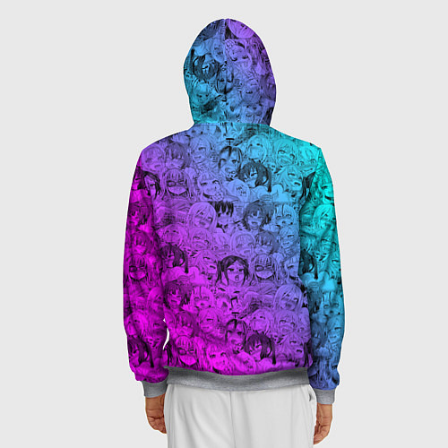 Мужская толстовка на молнии Ахегао девушки градиент / 3D-Меланж – фото 4