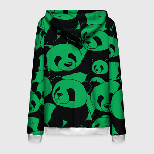 Мужская толстовка на молнии Panda green pattern / 3D-Белый – фото 2
