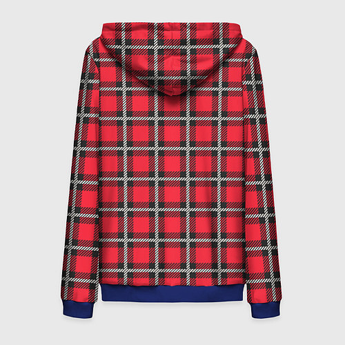 Мужская толстовка на молнии Красная шотландская клетка / 3D-Синий – фото 2