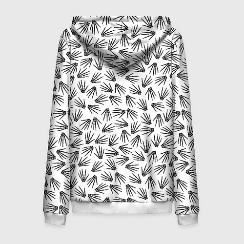 Мужская толстовка на молнии Ладонь скелета / 3D-Белый – фото 2