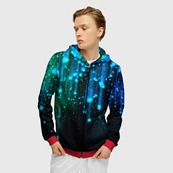 Толстовка 3D на молнии мужская Space - starfall, цвет: 3D-красный — фото 2