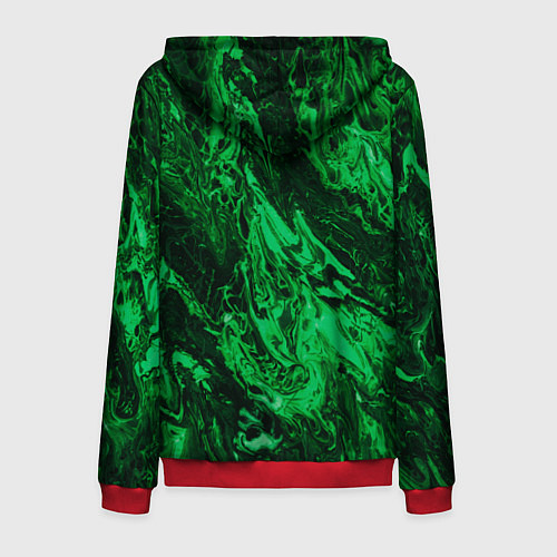 Мужская толстовка на молнии Зелёные краски во тьме / 3D-Красный – фото 2