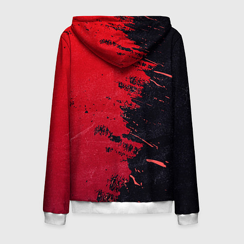 Мужская толстовка на молнии Черное и красное / 3D-Белый – фото 2