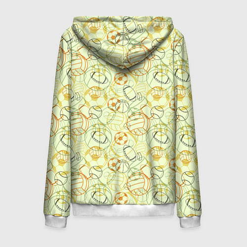 Мужская толстовка на молнии Мячи спортивные и шайба / 3D-Белый – фото 2