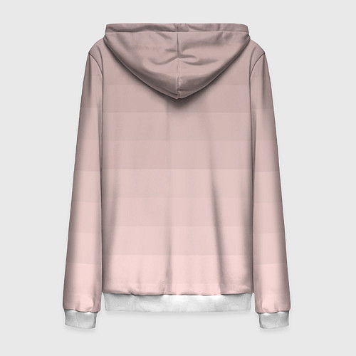 Мужская толстовка на молнии Монохромный полосатый розовато-бежевый / 3D-Белый – фото 2