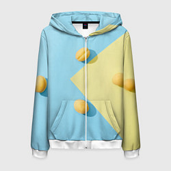 Толстовка 3D на молнии мужская Жёлтый и голубой цвета и абрикосы, цвет: 3D-белый