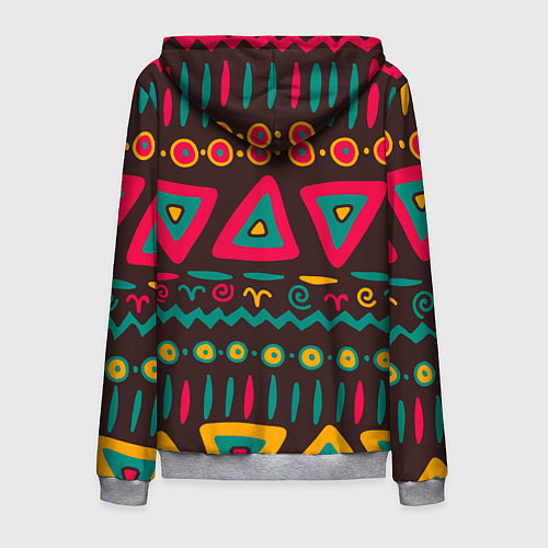 Мужская толстовка на молнии Разнообразный узор - треугольники, линии и круги / 3D-Меланж – фото 2