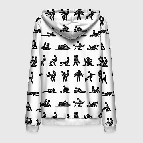 Мужская толстовка на молнии Позы секса из камасутры / 3D-Белый – фото 2