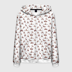 Толстовка 3D на молнии мужская Усы и носы, цвет: 3D-белый