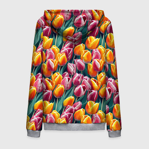 Мужская толстовка на молнии Роскошные тюльпаны / 3D-Меланж – фото 2