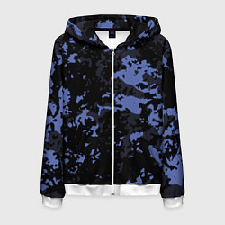 Толстовка 3D на молнии мужская Тёмно-синий камуфляж, цвет: 3D-белый