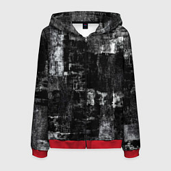 Толстовка 3D на молнии мужская Абстракт чёрного и белого, цвет: 3D-красный