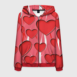 Толстовка 3D на молнии мужская Святой Валентин для твоих любимых, цвет: 3D-красный
