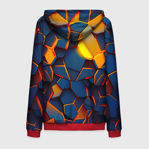 Мужская толстовка на молнии Плитки со свечением / 3D-Красный – фото 2