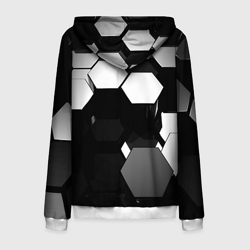 Мужская толстовка на молнии Хромированная броня сталь / 3D-Белый – фото 2