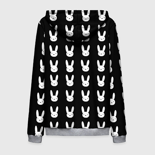 Мужская толстовка на молнии Bunny pattern black / 3D-Меланж – фото 2