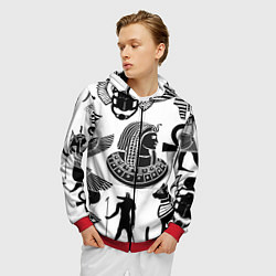 Толстовка 3D на молнии мужская Египетские знаки, цвет: 3D-красный — фото 2