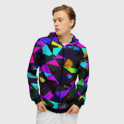 Толстовка 3D на молнии мужская Shapes triangle geometry, цвет: 3D-черный — фото 2
