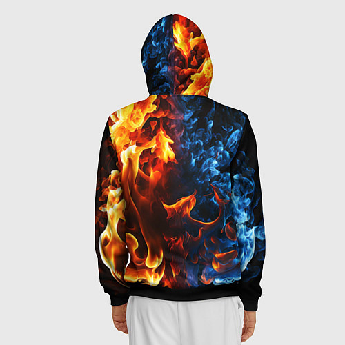 Мужская толстовка на молнии Битва огней - два пламени / 3D-Черный – фото 4