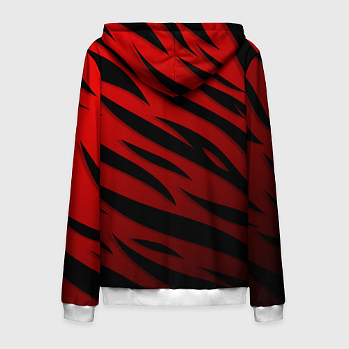 Мужская толстовка на молнии Красный градиент - языки пламени / 3D-Белый – фото 2