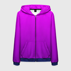 Толстовка 3D на молнии мужская Ярко-фиолетовый градиент, цвет: 3D-синий