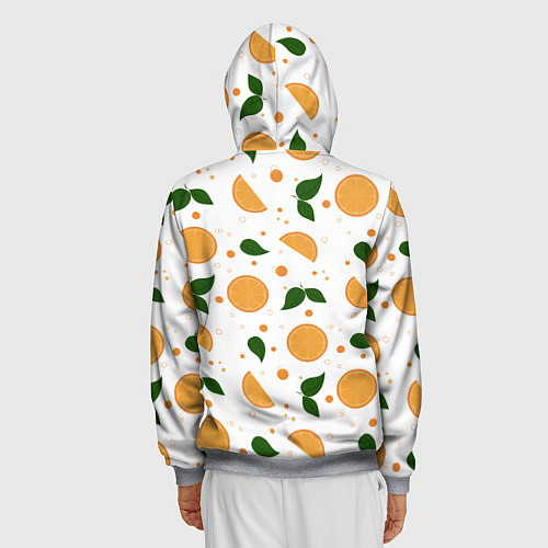 Мужская толстовка на молнии Апельсины с листьями / 3D-Меланж – фото 4