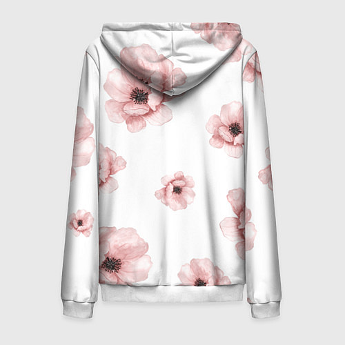 Мужская толстовка на молнии Цветок сакуры на белом фоне / 3D-Белый – фото 2