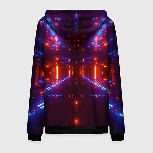 Мужская толстовка на молнии Неоновые разнообразные абстрактные лучи / 3D-Черный – фото 2