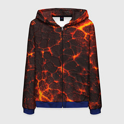 Толстовка 3D на молнии мужская Раскаленная лава текстура, цвет: 3D-синий