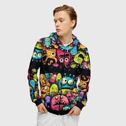 Толстовка 3D на молнии мужская Монстры перевертыши, цвет: 3D-черный — фото 2