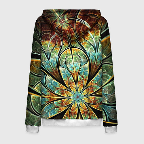 Мужская толстовка на молнии Изумрудны цветок / 3D-Белый – фото 2