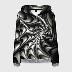 Толстовка 3D на молнии мужская Abstract fractal grey, цвет: 3D-меланж