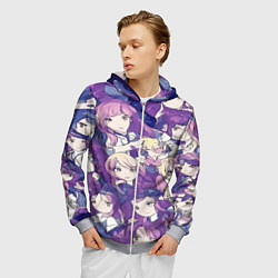 Толстовка 3D на молнии мужская Японские девушки в стиле анимэ, цвет: 3D-меланж — фото 2