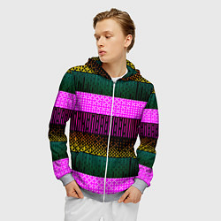 Толстовка 3D на молнии мужская Patterned stripes, цвет: 3D-меланж — фото 2