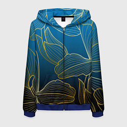 Толстовка 3D на молнии мужская Vanguard floral pattern, цвет: 3D-синий