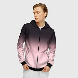 Толстовка 3D на молнии мужская Градиент: от черного к розовому, цвет: 3D-черный — фото 2