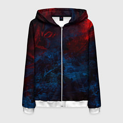 Толстовка 3D на молнии мужская Космическая абстракция битва, цвет: 3D-белый